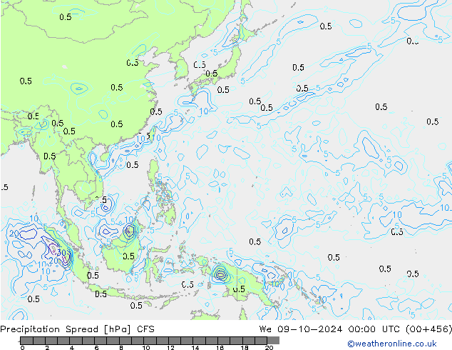 осадки Spread CFS ср 09.10.2024 00 UTC