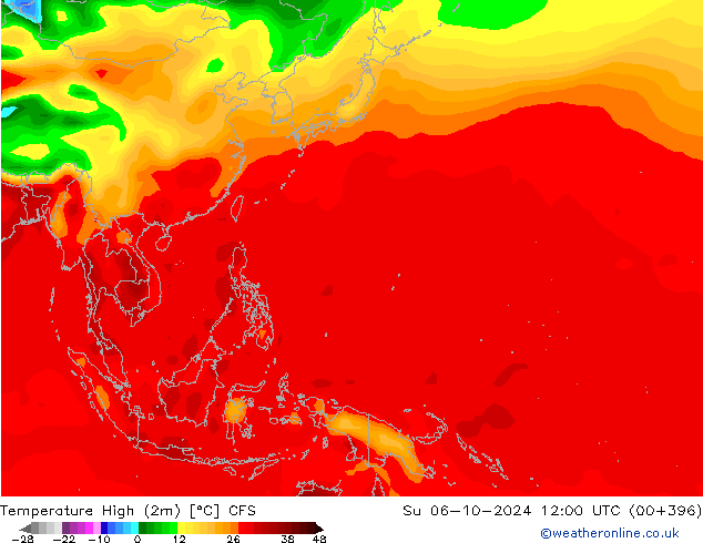 Темпер. макс 2т CFS Вс 06.10.2024 12 UTC