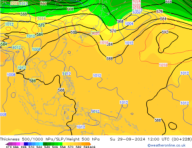 Thck 500-1000hPa CFS Ne 29.09.2024 12 UTC