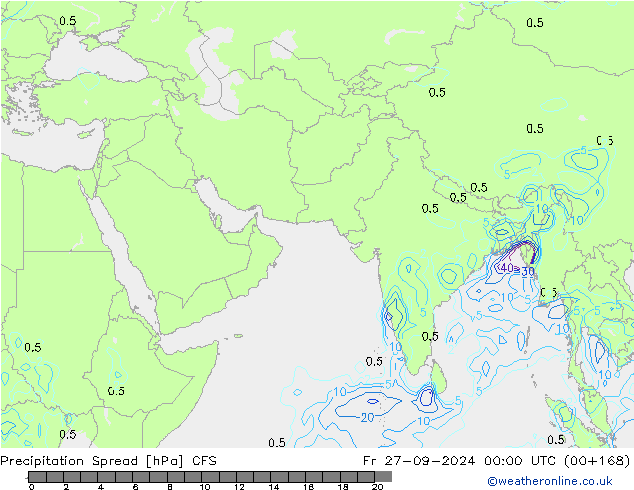 precipitação Spread CFS Sex 27.09.2024 00 UTC