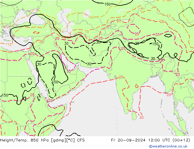 Height/Temp. 850 hPa CFS pt. 20.09.2024 12 UTC