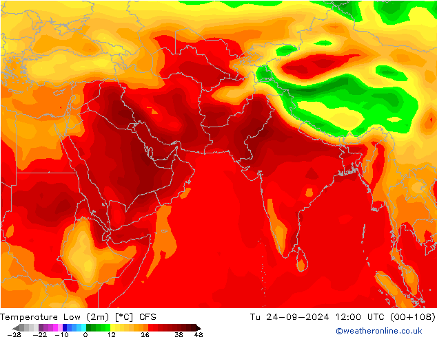 Minumum Değer (2m) CFS Sa 24.09.2024 12 UTC