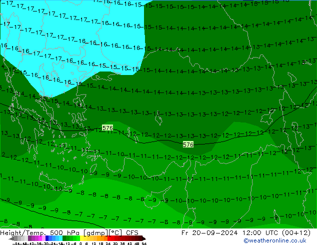 Height/Temp. 500 гПа CFS пт 20.09.2024 12 UTC