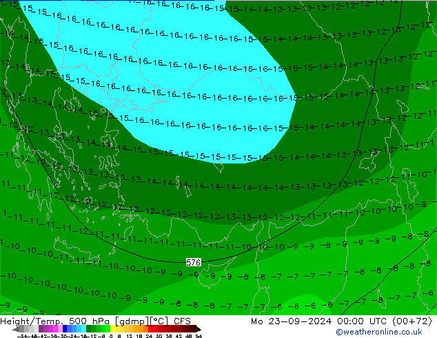 Yükseklik/Sıc. 500 hPa CFS Pzt 23.09.2024 00 UTC