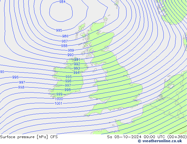 Surface pressure CFS Sa 05.10.2024 00 UTC