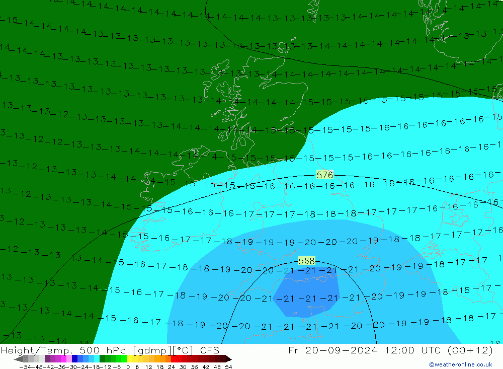 Height/Temp. 500 гПа CFS пт 20.09.2024 12 UTC