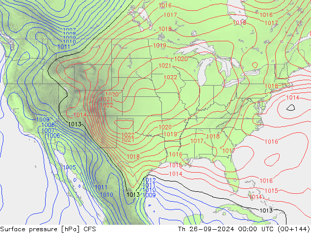 Atmosférický tlak CFS Čt 26.09.2024 00 UTC