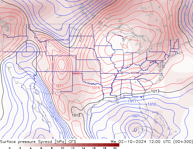 Surface pressure Spread CFS We 02.10.2024 12 UTC