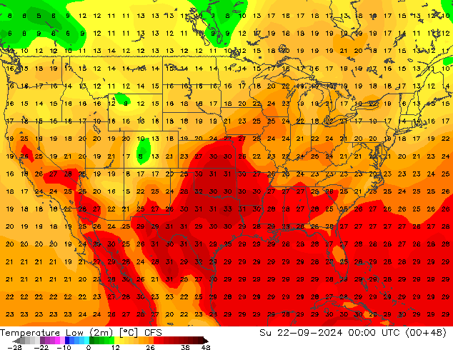 Temperature Low (2m) CFS Su 22.09.2024 00 UTC