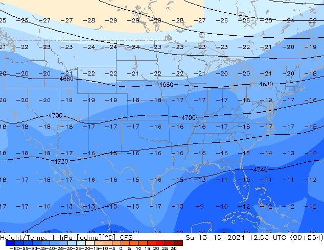 Yükseklik/Sıc. 1 hPa CFS Paz 13.10.2024 12 UTC