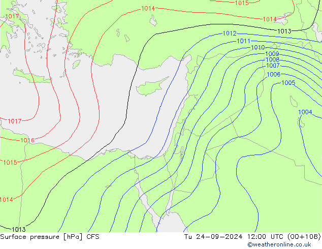 Atmosférický tlak CFS Út 24.09.2024 12 UTC