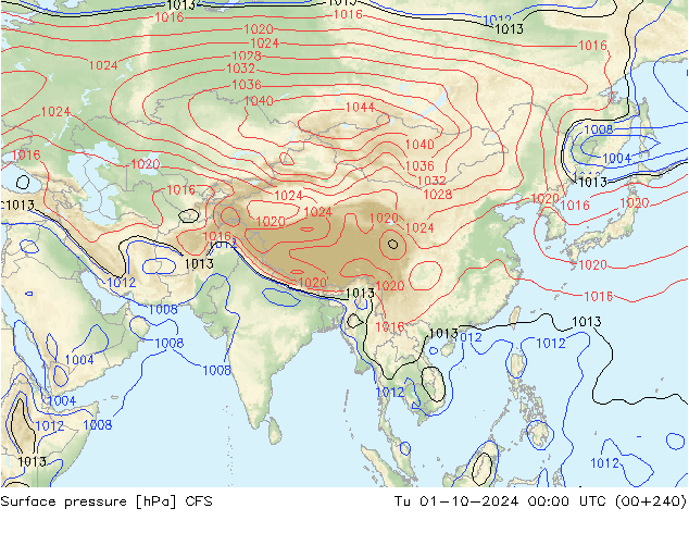 Atmosférický tlak CFS Út 01.10.2024 00 UTC