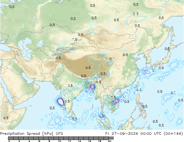 Niederschlag  Spread CFS Fr 27.09.2024 00 UTC