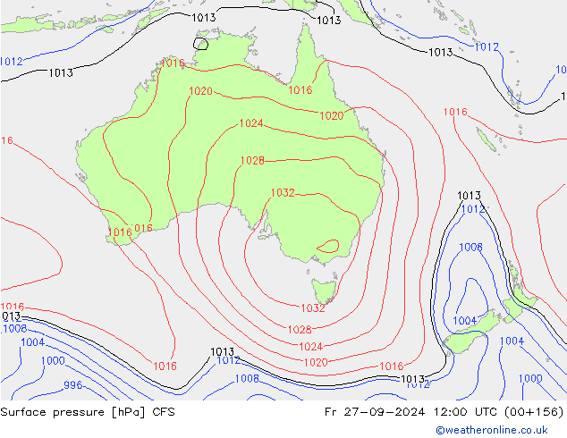 Surface pressure CFS Fr 27.09.2024 12 UTC