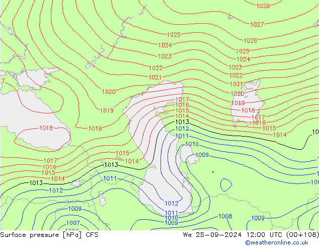 приземное давление CFS ср 25.09.2024 12 UTC