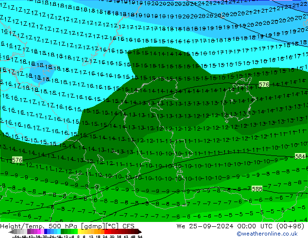 Height/Temp. 500 hPa CFS Mi 25.09.2024 00 UTC