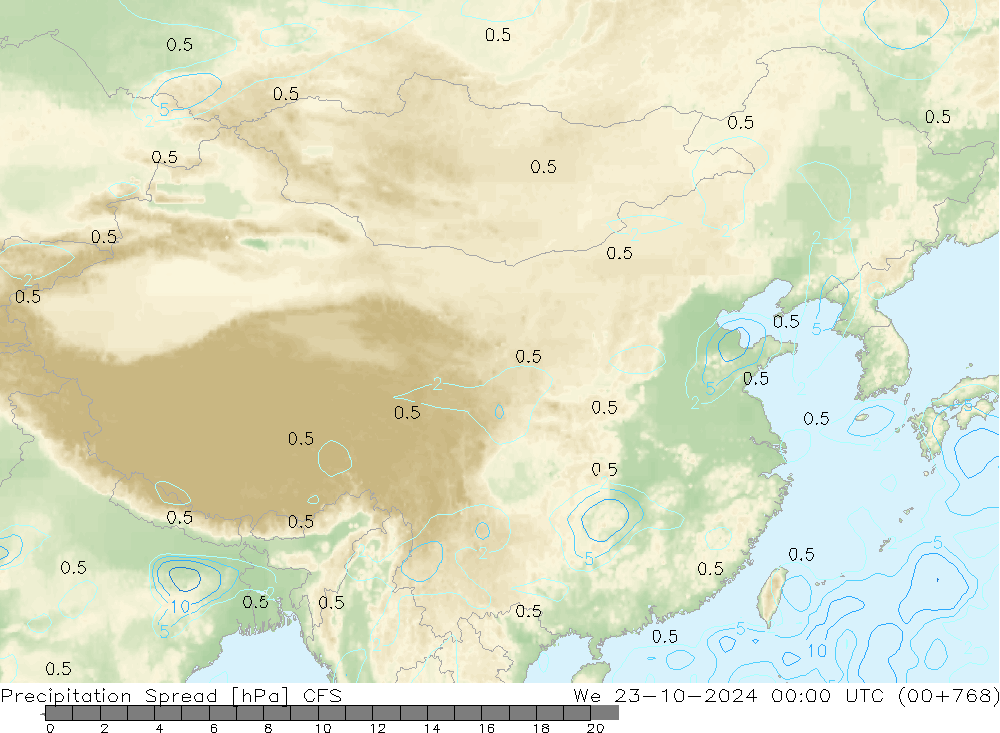 降水 Spread CFS 星期三 23.10.2024 00 UTC