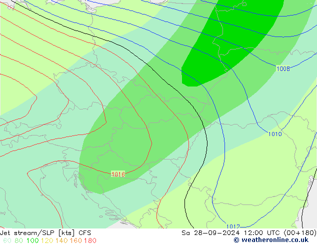 Jet Akımları/SLP CFS Cts 28.09.2024 12 UTC