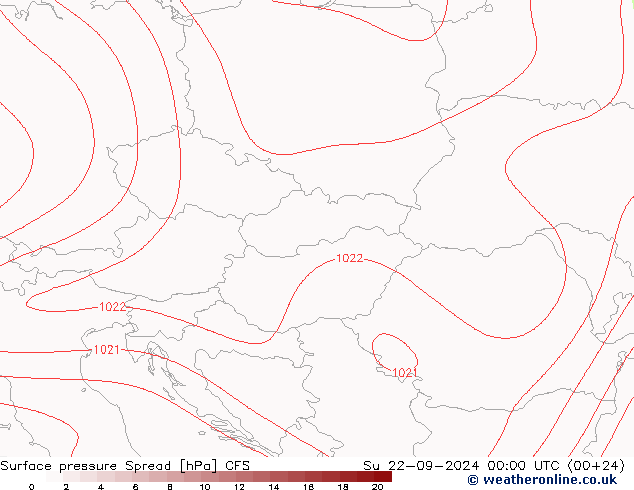 Luchtdruk op zeeniveau Spread CFS zo 22.09.2024 00 UTC