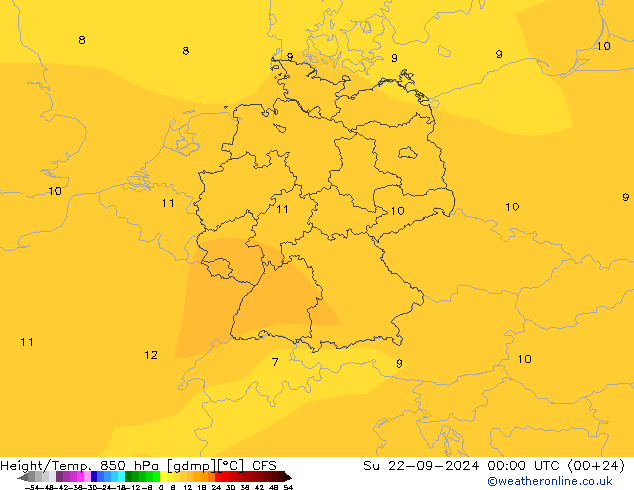 Height/Temp. 850 hPa CFS Su 22.09.2024 00 UTC