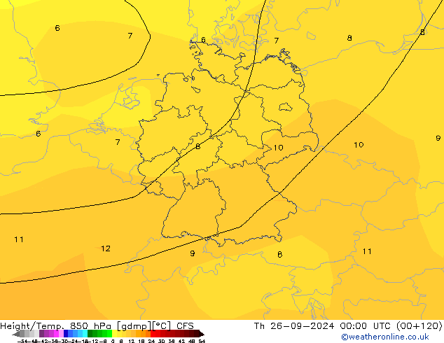 Height/Temp. 850 hPa CFS 星期四 26.09.2024 00 UTC