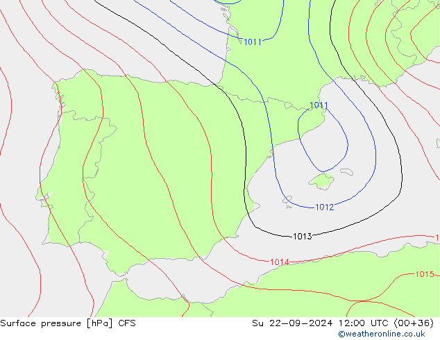 Surface pressure CFS Su 22.09.2024 12 UTC