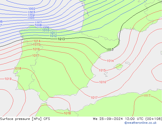 Luchtdruk (Grond) CFS wo 25.09.2024 12 UTC