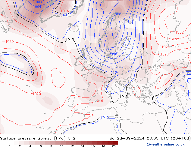 Surface pressure Spread CFS Sa 28.09.2024 00 UTC