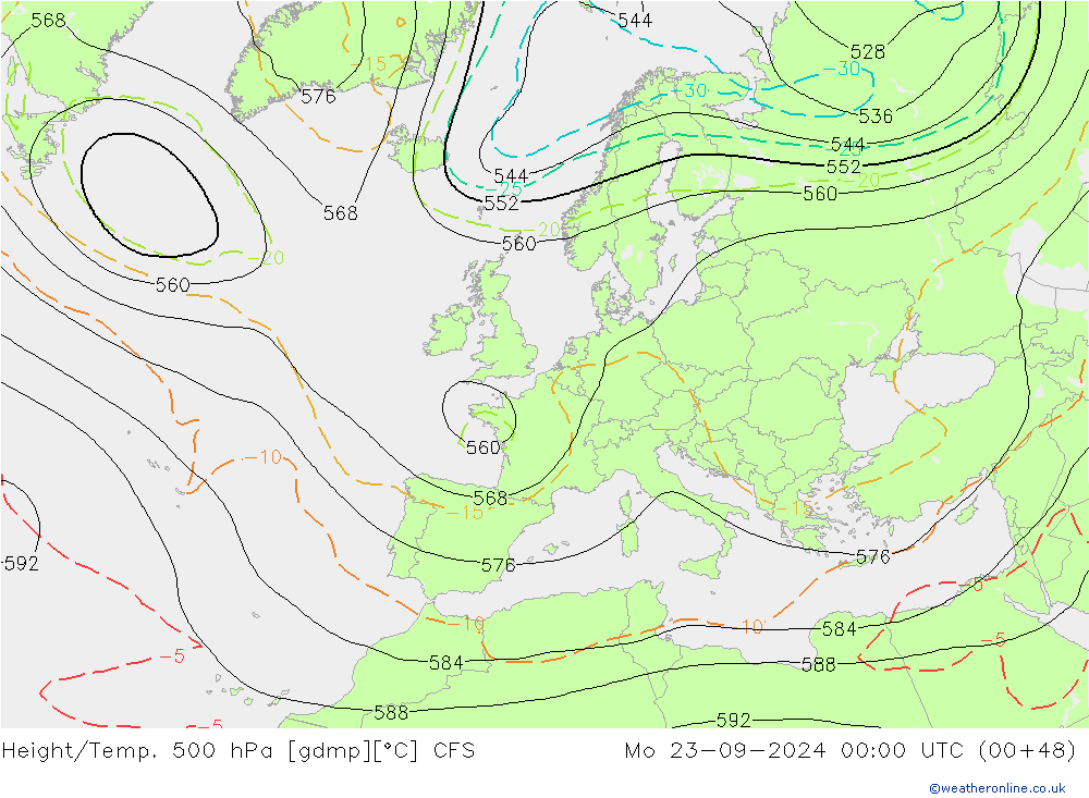 Height/Temp. 500 hPa CFS Mo 23.09.2024 00 UTC