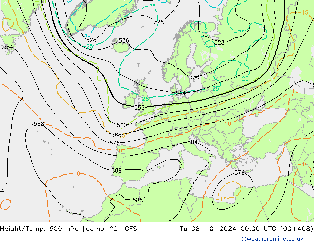 Height/Temp. 500 hPa CFS Tu 08.10.2024 00 UTC