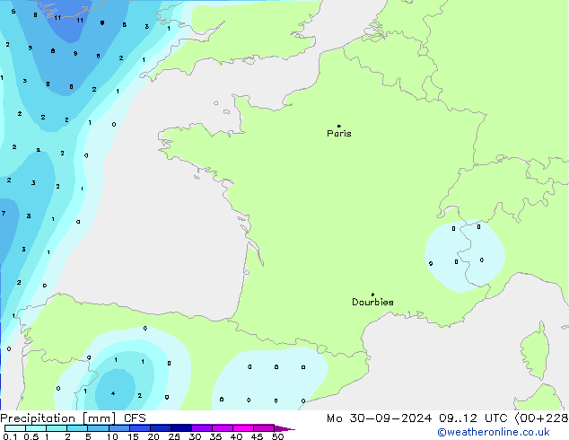 Srážky CFS Po 30.09.2024 12 UTC