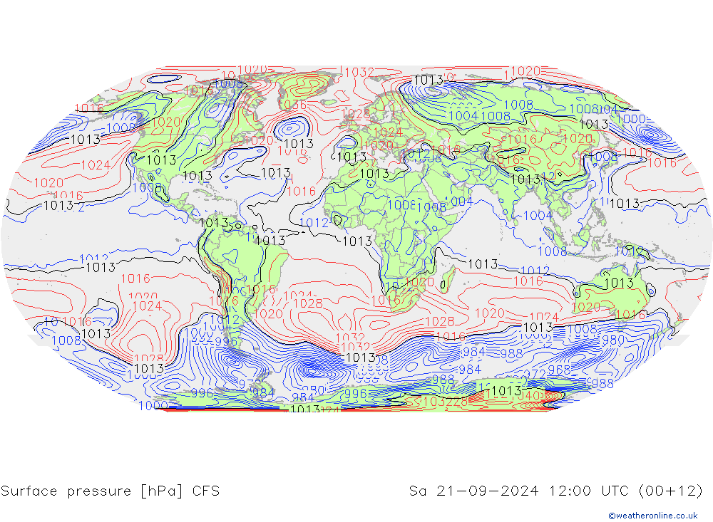 Presión superficial CFS sáb 21.09.2024 12 UTC