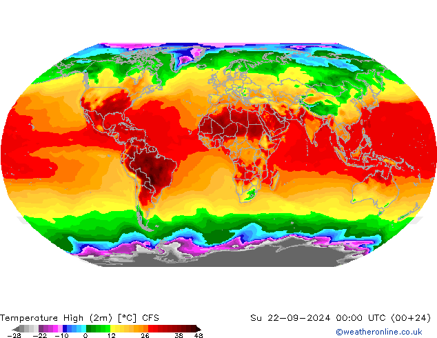 Höchstwerte (2m) CFS So 22.09.2024 00 UTC