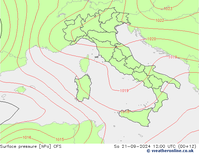 Surface pressure CFS Sa 21.09.2024 12 UTC