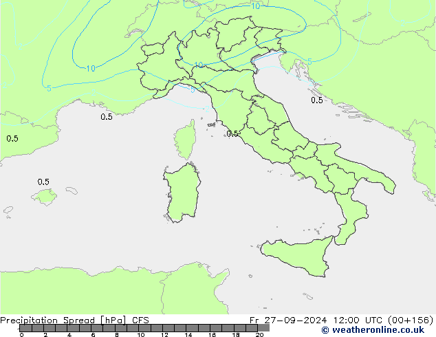 Precipitation Spread CFS Fr 27.09.2024 12 UTC