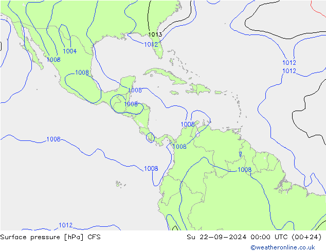 Atmosférický tlak CFS Ne 22.09.2024 00 UTC