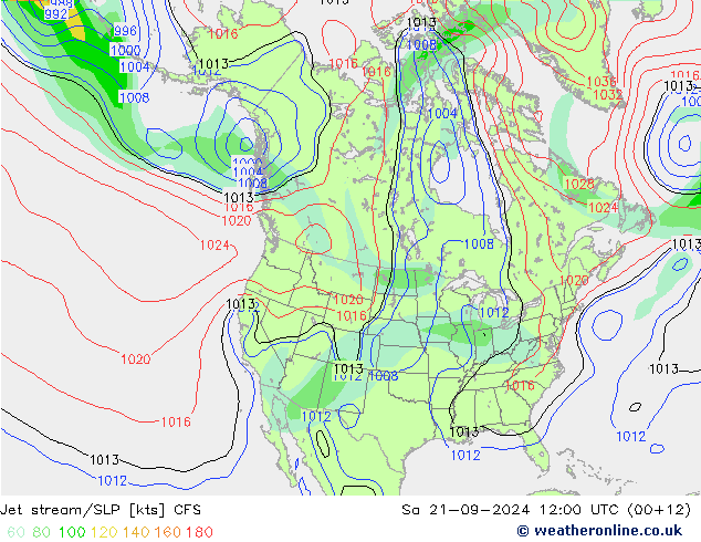 高速氣流/地面气压 CFS 星期六 21.09.2024 12 UTC