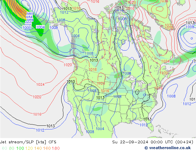 高速氣流/地面气压 CFS 星期日 22.09.2024 00 UTC