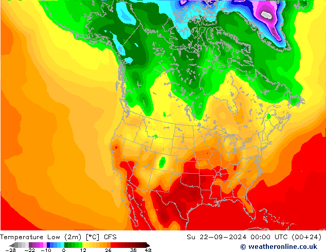 Temperature Low (2m) CFS 星期日 22.09.2024 00 UTC