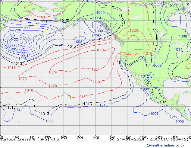 Pressione al suolo CFS sab 21.09.2024 12 UTC