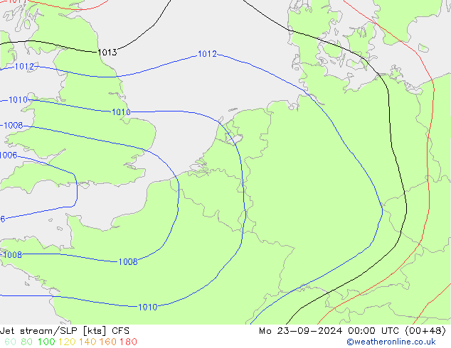 高速氣流/地面气压 CFS 星期一 23.09.2024 00 UTC