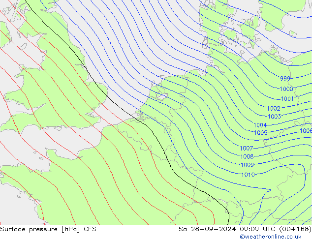 Surface pressure CFS Sa 28.09.2024 00 UTC