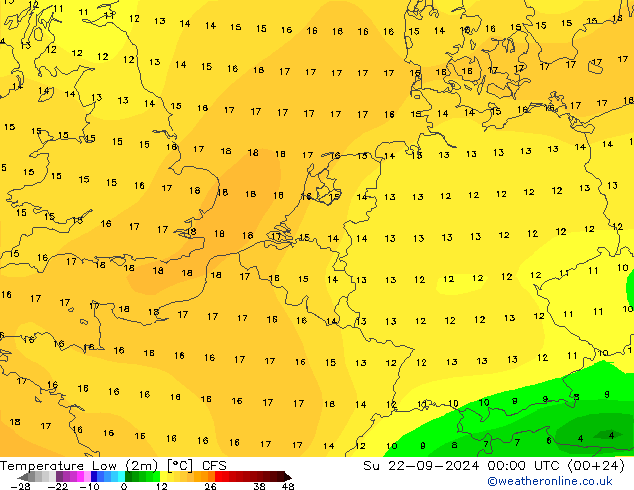 Tiefstwerte (2m) CFS So 22.09.2024 00 UTC