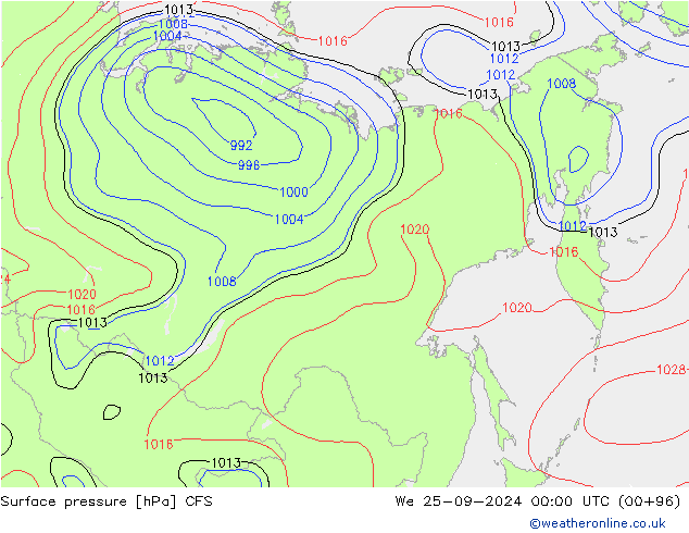 приземное давление CFS ср 25.09.2024 00 UTC