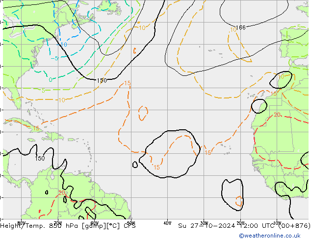 Height/Temp. 850 hPa CFS Ne 27.10.2024 12 UTC