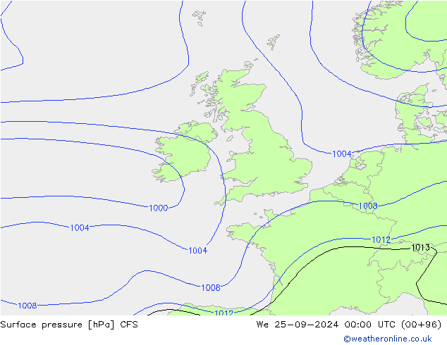 Atmosférický tlak CFS St 25.09.2024 00 UTC