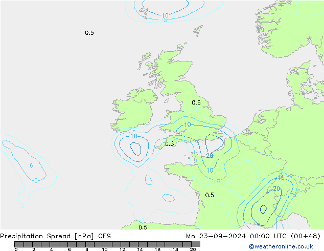 Precipitation Spread CFS Mo 23.09.2024 00 UTC