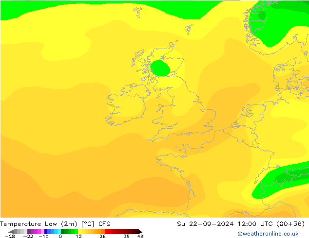 Temperature Low (2m) CFS Su 22.09.2024 12 UTC