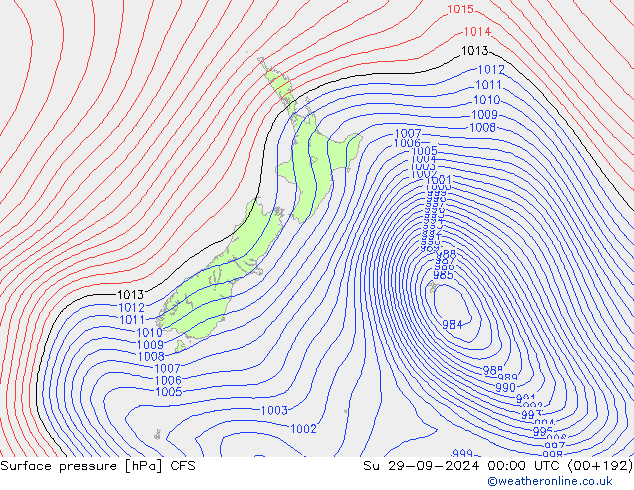 Surface pressure CFS Su 29.09.2024 00 UTC