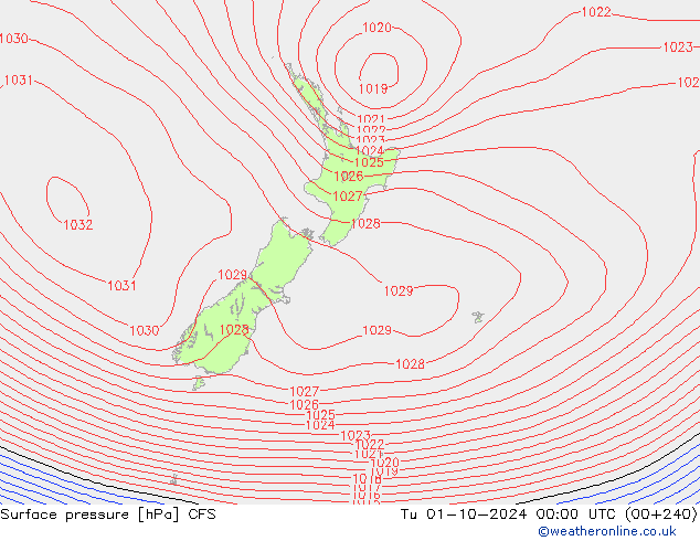 Surface pressure CFS Tu 01.10.2024 00 UTC